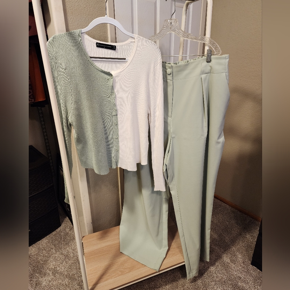 Fashion To Figure Mint Pants&Sweater Set